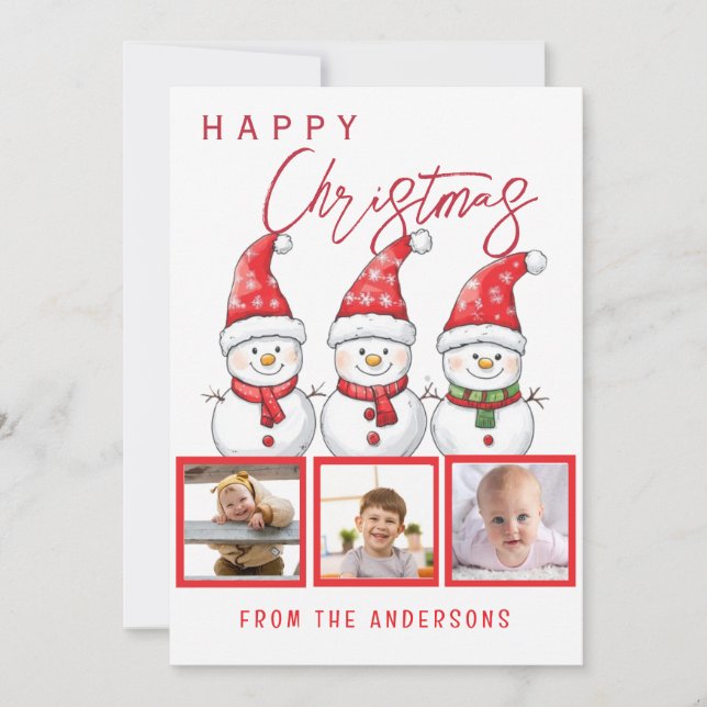 Lycklig jul 3-foto julkort (Framsida)
