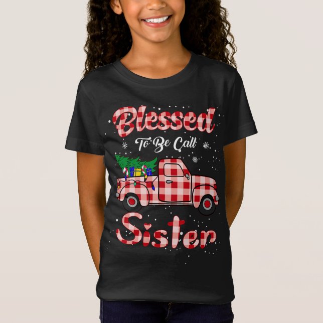 Lycklig jul Blå för att ringa syster T Shirt (Framsida)