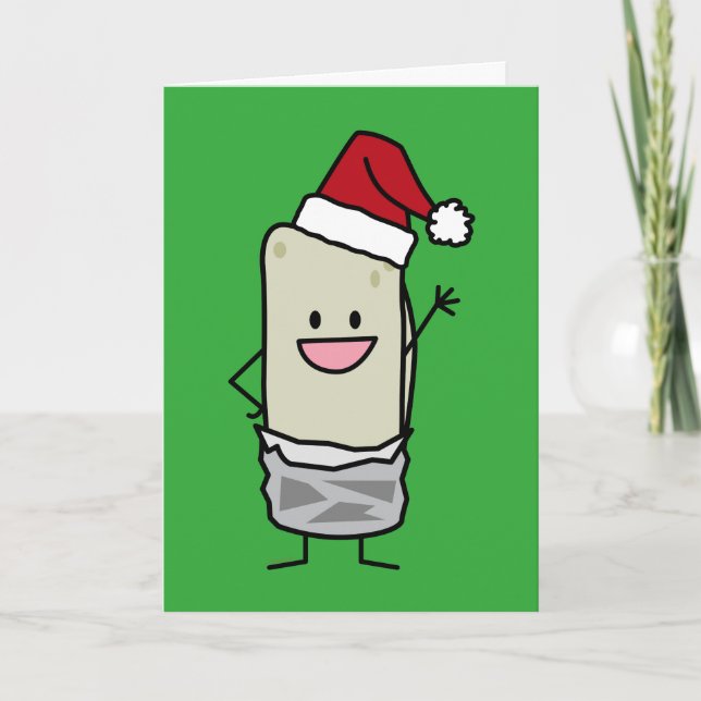Lycklig jul Burrito Wave Hej Santa Hat Helgkort (Framsida)
