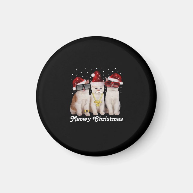 Lycklig jul | Cute Cat med Jultomten Magnet (Framsidan)