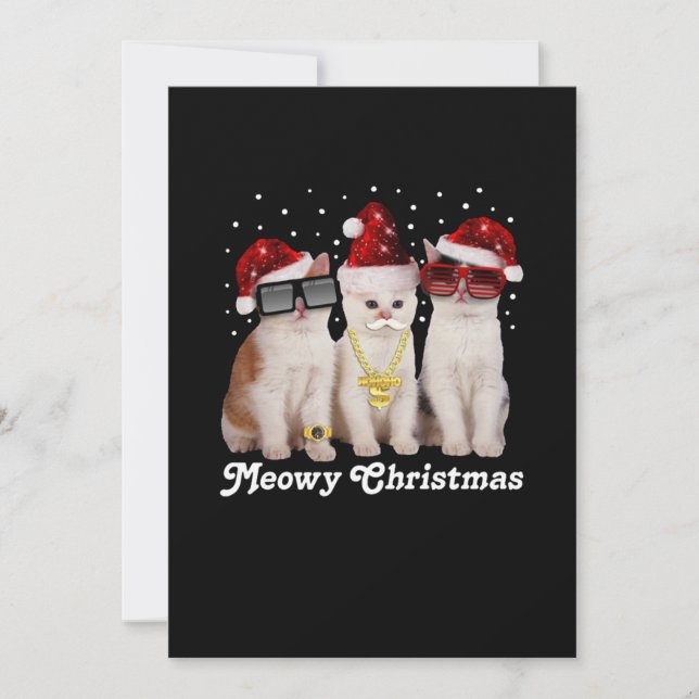 Lycklig jul | Cute Cat med Jultomten Tack Kort (Framsida)