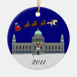 Lycklig jul (det Belfast stadshuset) Julgransprydnad Keramik
