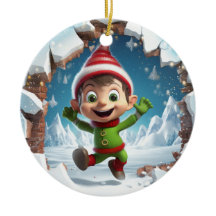 Lycklig jul Elf njuter av vintern.