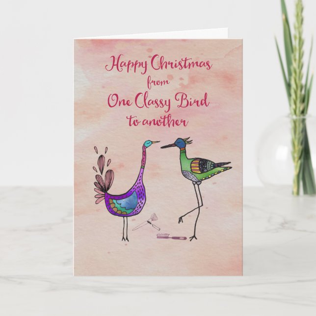 Lycklig jul från ett Classy Bird till ett annat Helgkort (Framsida)