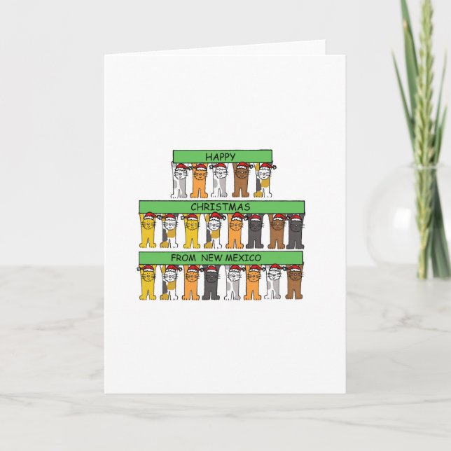 Lycklig-jul från New mexico Tecknad Cats Helgkort (Framsida)