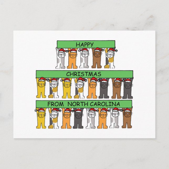Lycklig jul från North Carolina, Cats. Helg Vykort (Framsida)