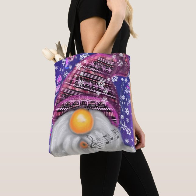 Lycklig jul Gnome Tote Bag Tygkasse (Närbild)