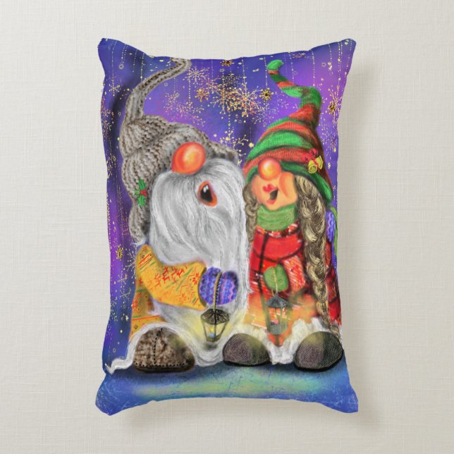 Lycklig Jul Gnomes Pillow Prydnadskudde (Framsidan(Vertikal))