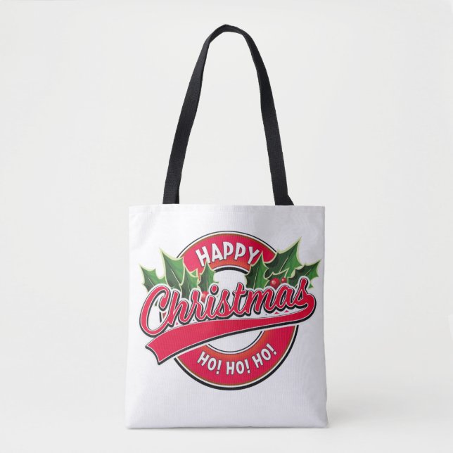 Lycklig jul Ho! Ho! Ho! Tote Bag Tygkasse (Framsida)
