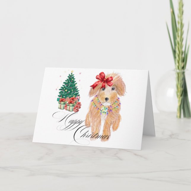Lycklig jul Hund Sitta Helgkort (Framsida)