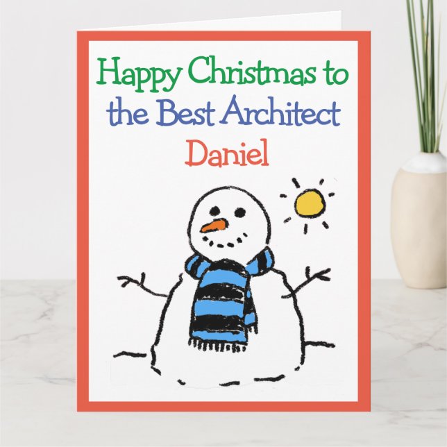Lycklig jul i Snögubbe Design till en arkitekt Kort (Framsida)