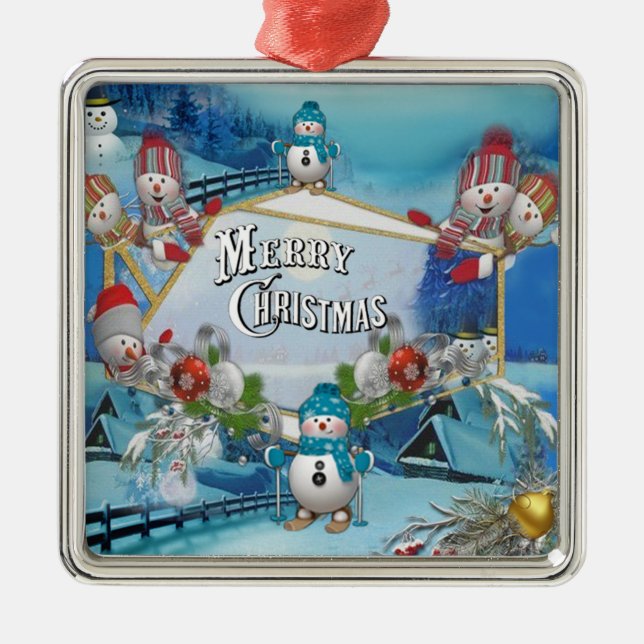 Lycklig jul julgransprydnad metall (Framsidan)