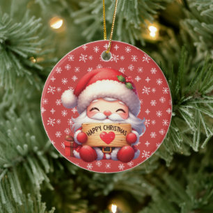 Lycklig jul, Jultomten runda, akryl, prydnadsförem Julgransprydnad Keramik