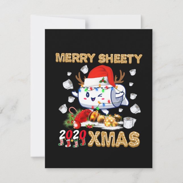 Lycklig jul | Merry Sheety 2020 Julafton Tack Kort (Framsida)