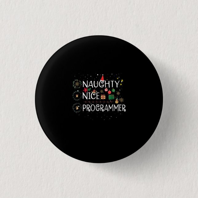 Lycklig jul | Naughty Nice Programmer Knapp (Framsida)