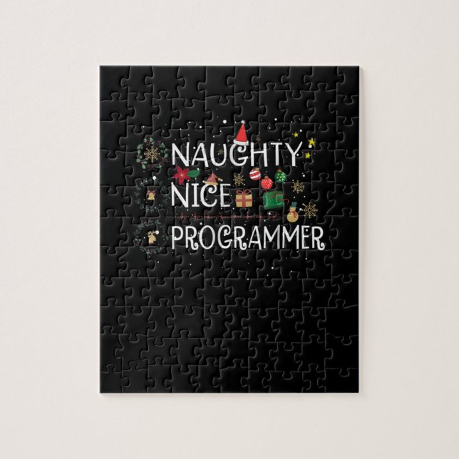 Lycklig jul | Naughty Nice Programmer Pussel (Vertikal)