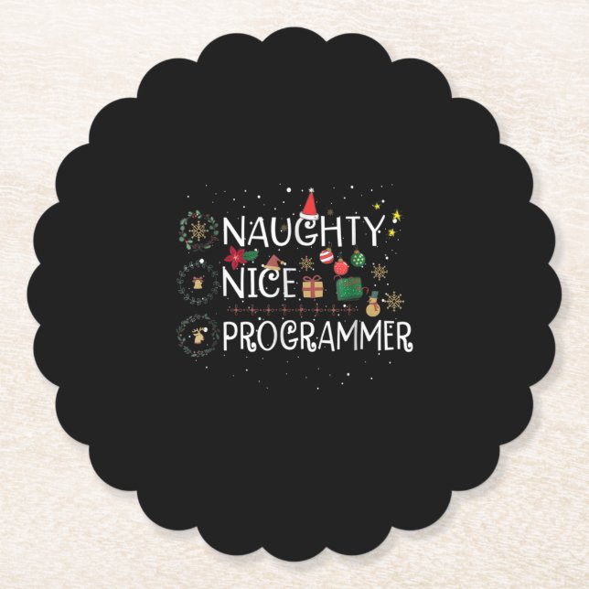 Lycklig jul | Naughty Nice Programmer Underlägg Papper (Framsida)
