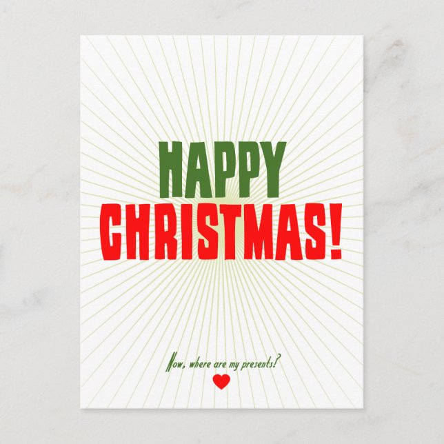 Lycklig jul - nu var är min presenter helg vykort (Framsida)