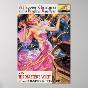 Lycklig, jul och nyår Victor RCA Gamla Advert Poster
