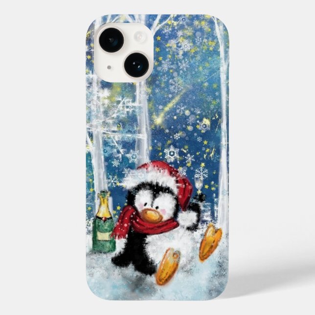 Lycklig jul Penguin iphone case (Baksida)