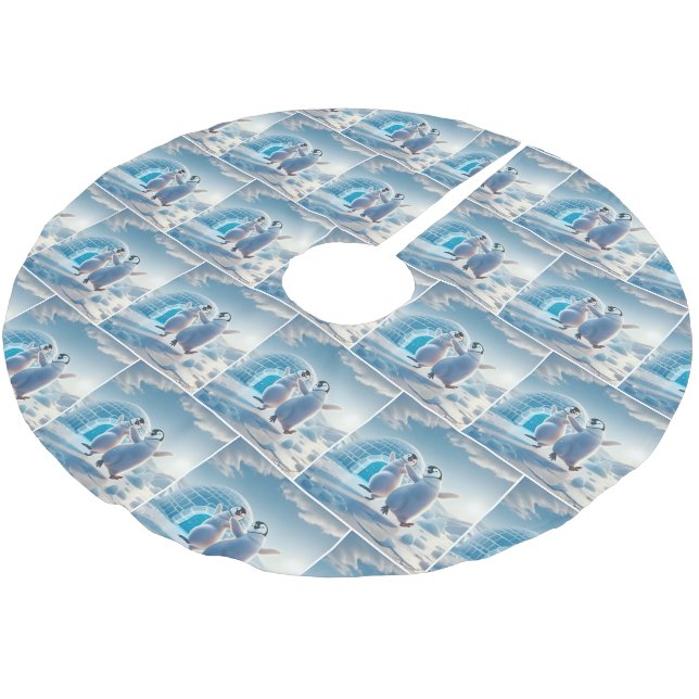 Lycklig jul Penguins Dancing Julgransmatta Borstad Polyester (Vinklad)