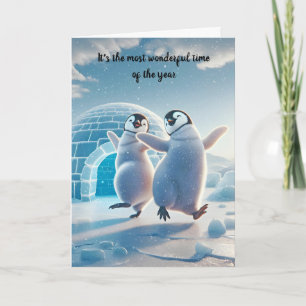 Lycklig jul Penguins Dancing Kort