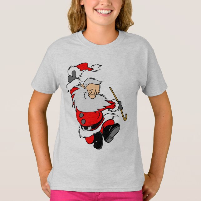 Lycklig jul Plus Storlek V-Nacke T-Shirt (Framsida)