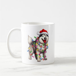 Lycklig jul Siberian husky med Santa Hat Kaffemugg