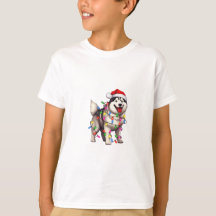 Lycklig jul Siberian husky med Santa Hat