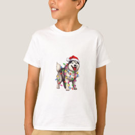 Lycklig jul Siberian husky med Santa Hat T Shirt