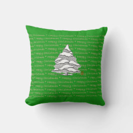 Lycklig jul Snowy Evergreen 16 x 16 Dekorativ kudd Kudde