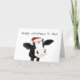 Lycklig jul till Moo, jullkort för Cute Cow Helgkort