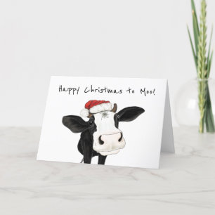 Lycklig jul till Moo, jullkort för Cute Cow Helgkort