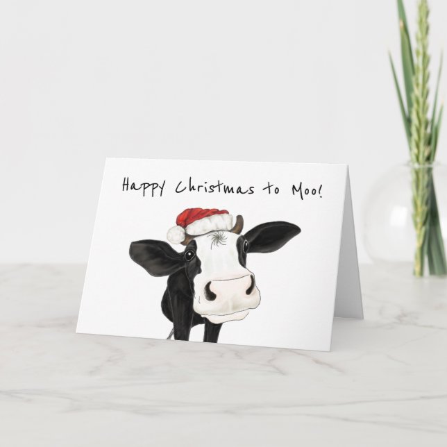 Lycklig jul till Moo, jullkort för Cute Cow Helgkort (Framsida)