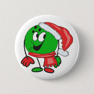 Lycklig julbowlingklot som ha på sig ett santa knapp