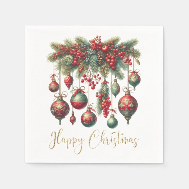 Lycklig Juldekorationer Pappersservett (Framsidan)