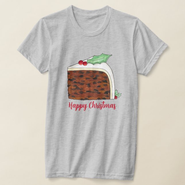 Lycklig-julen, Storbritannien, Cake Slice Homemade T Shirt (Laydown)