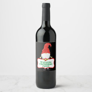 Lycklig juletikett Elf Anpassningsbar Vin Vinflaska Etikett