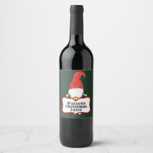 Lycklig juletikett Elf Anpassningsbar Vin Vinflaska Etikett