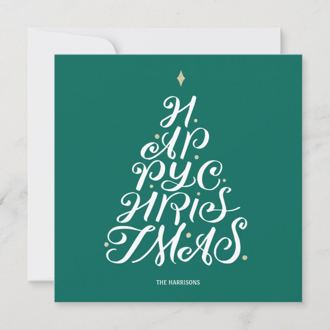 Lycklig Julgran - Evergreen Flat Helgdag Card Julkort (Framsida)