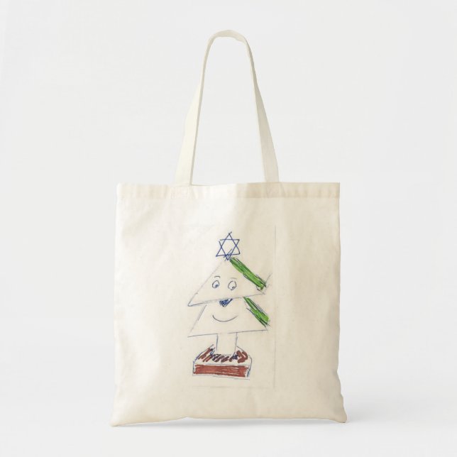 Lycklig Julgran Tote Bag Tygkasse (Framsidan)