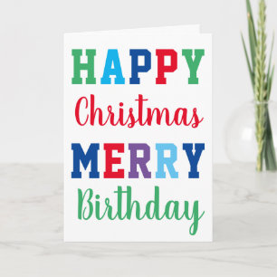 Lycklig julhelg födelsedag Färgtypografi Kort
