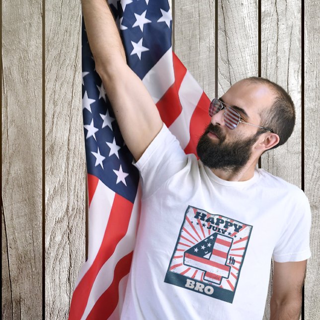 "Lycklig juli 4:e Bro" Grunge Patriotic T-Shirt (Skapare uppladdad)