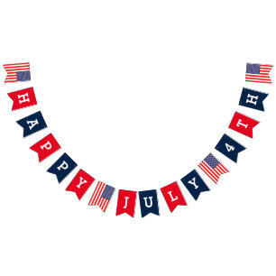 Lycklig juli 4:e flagga Bunting Banner Party Flagg