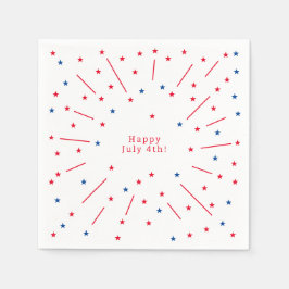 Lycklig juli 4:e fyrverkeriet och stjärnor pappersservett
