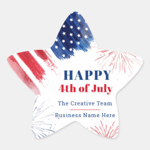 Lycklig juli 4:e Independence day Business i USA Stjärnformat Klistermärke