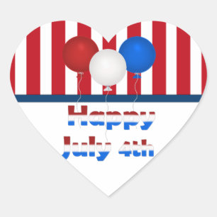 Lycklig juli 4:e Stickers Hjärtformat Klistermärke