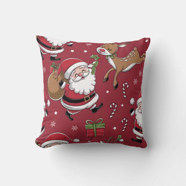 Lycklig juljul Red Mönster Kudde (Framsida)