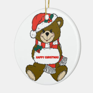 Lycklig julklapp julgransprydnad keramik