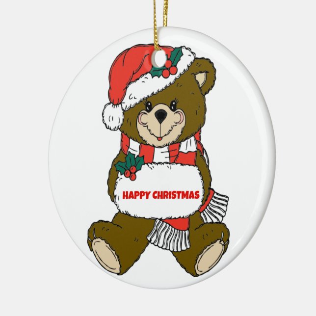 Lycklig julklapp julgransprydnad keramik (Vänster)